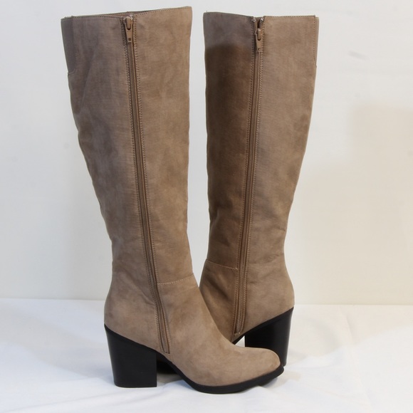MIA Ashley Tan Suede Knee HIgh Riding Zipper Boot - Picture 7 of 8